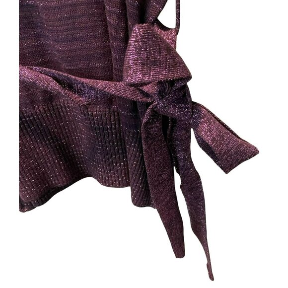 AGB Woman Plus Size 1X Purple with Metallic Thread Cowl Neck Tunic Sweater With - Picture 6 of 9